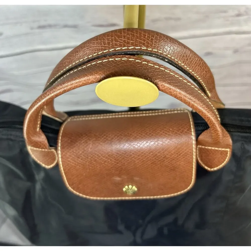 Longchamp Le Pliage Original XL Travel Bag Black Nylon Leather Handles